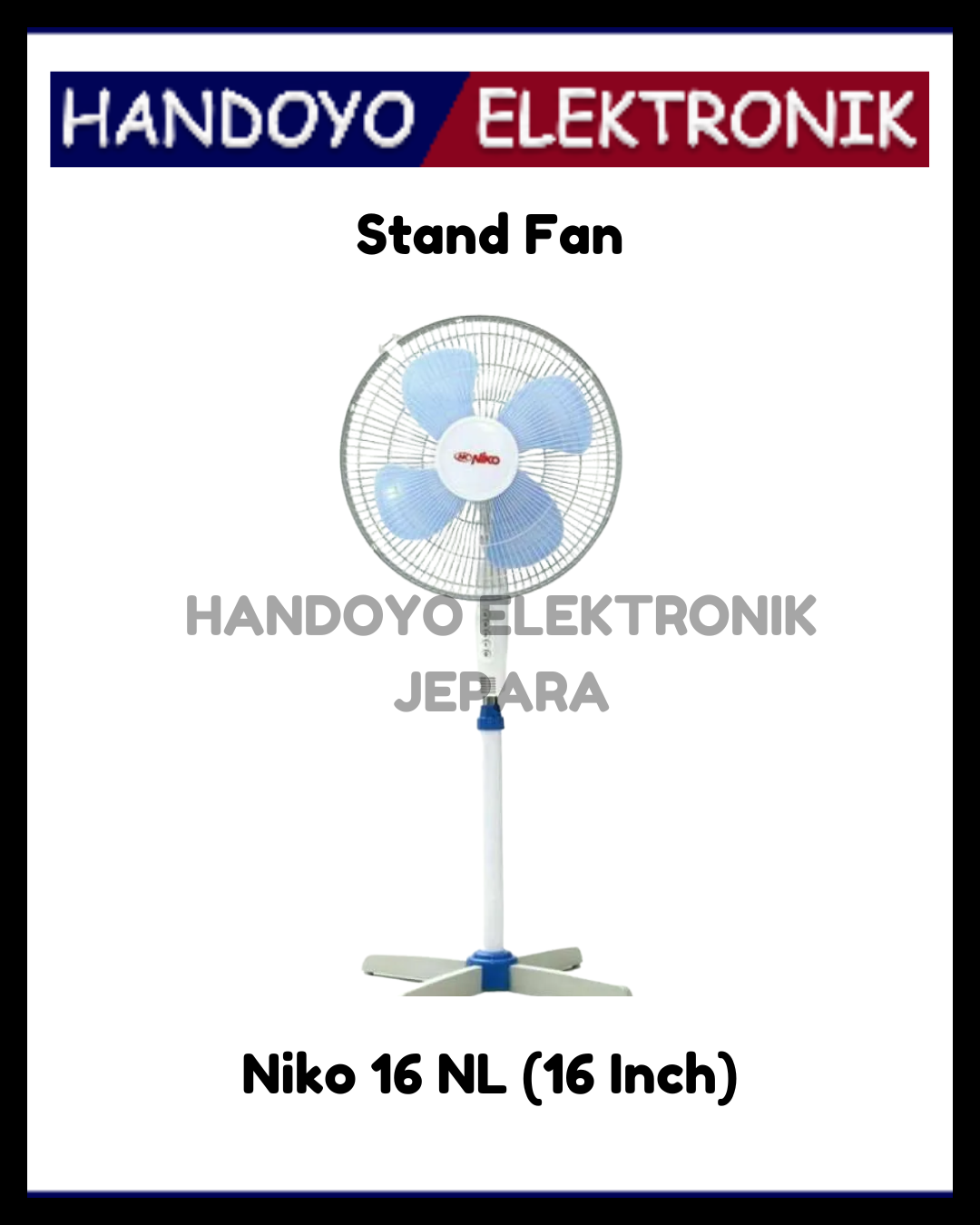 Stand Fan Niko 16 NL (16 Inch) (Kaki Silang)