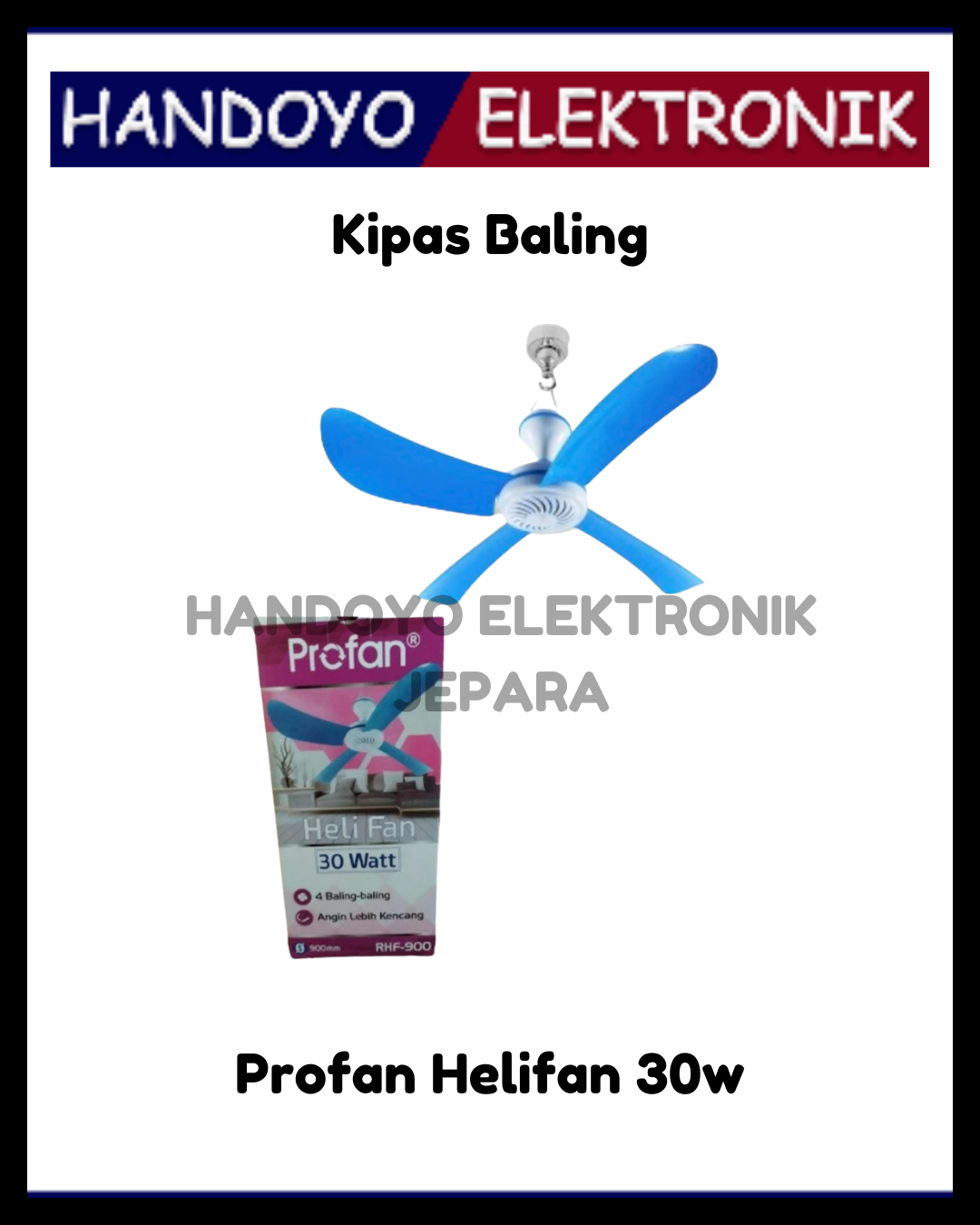 Mini Fan Gantung Baling-Baling Profan Helifan 30W 900mm