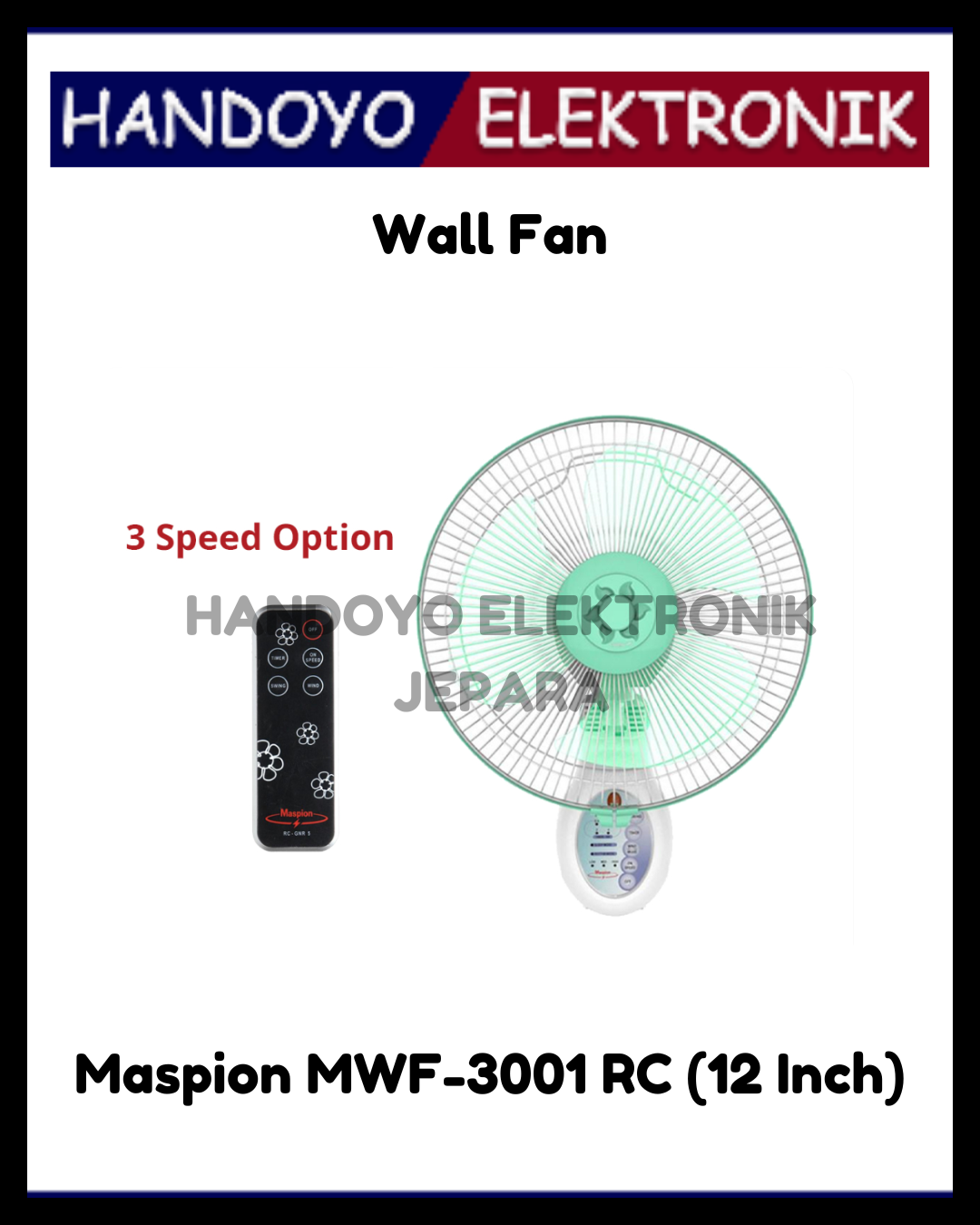 (PROMO) Wall Fan Maspion Remote MWF-3001 RC (12 Inch)