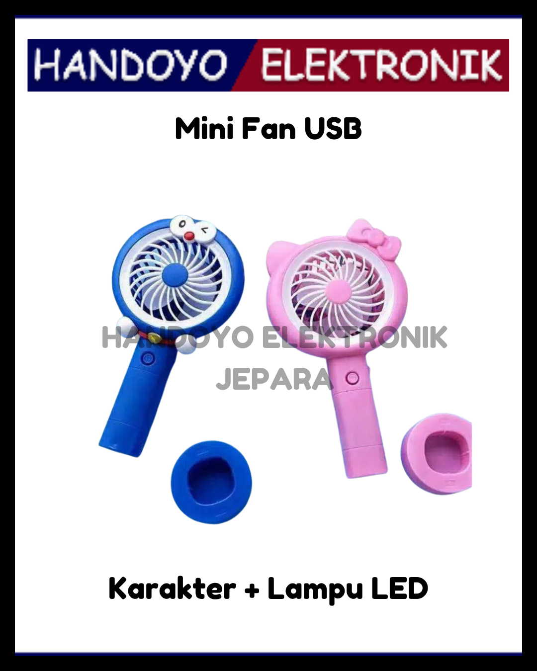 Mini USB Fan Karakter + Lampu LED